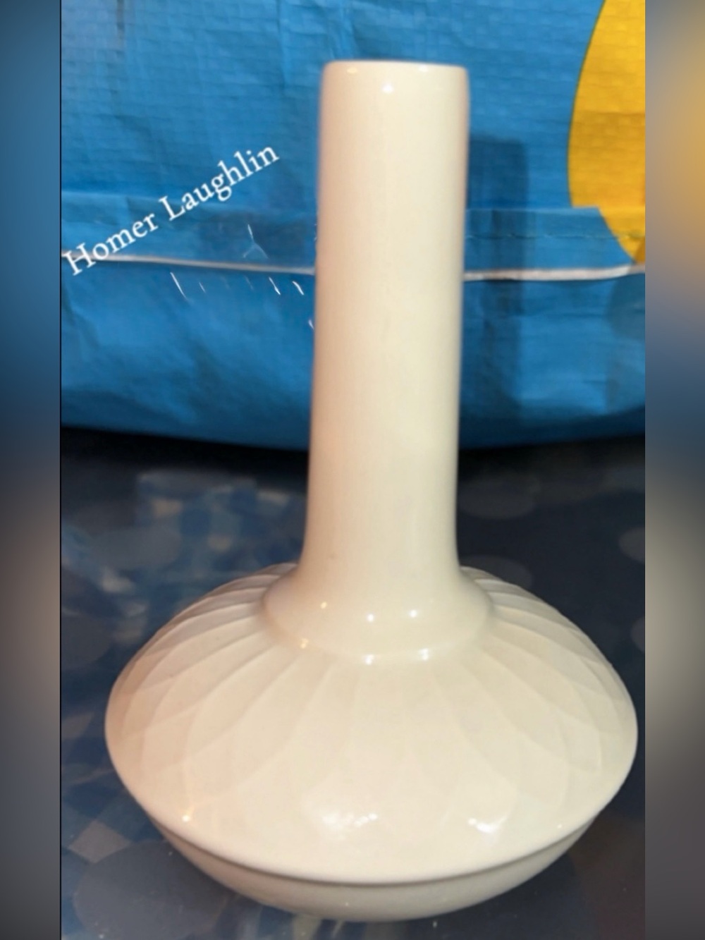 Homer Laughlin Cream Porcelain Bud Vase with Fluted Base